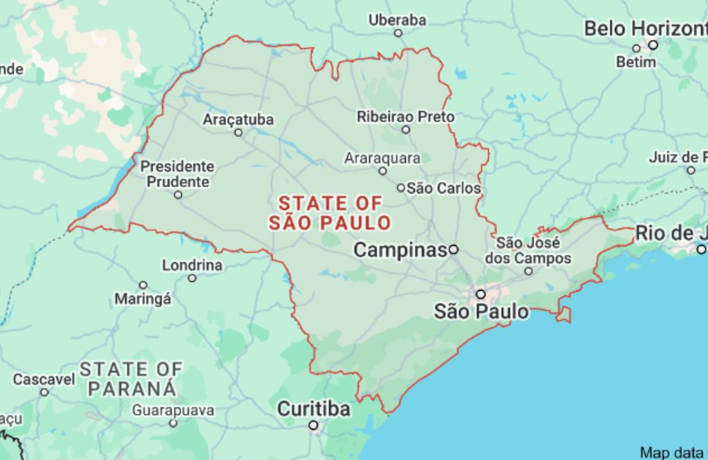 Mapa de estado de São Paulo